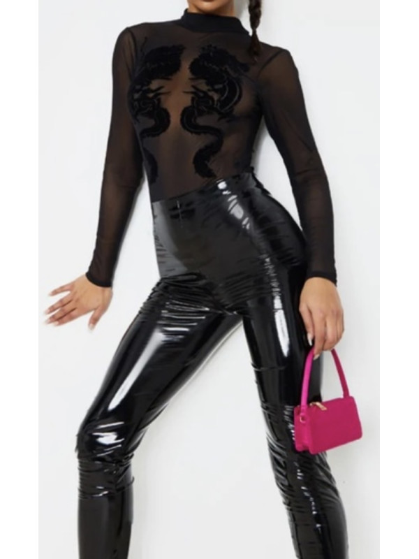 BODY DIN PLASĂ CU IMPRIMEURI DRAGON NEGRU