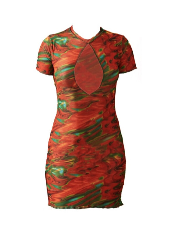 Rochie Imprimeu marmura portocaliu