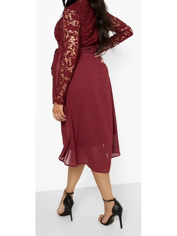 Rochie midi cu contrast din dantela Plus Ocazie