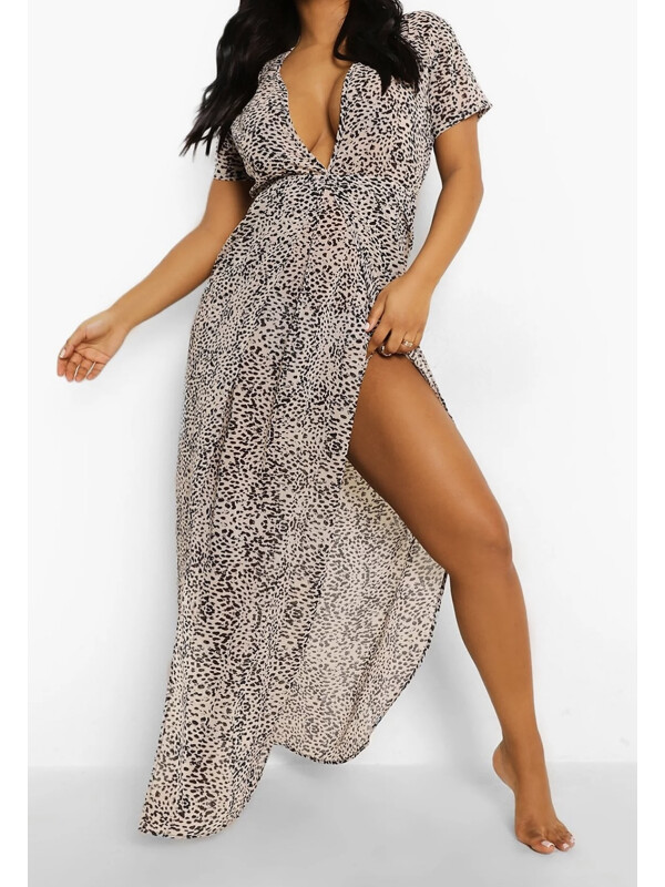 Maxi Kaftan de plajă din șifon cu imprimeu