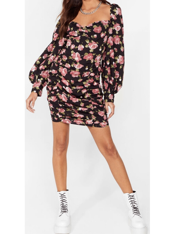 ROCHIE MINI CU MÂNECI IMPRIMEU CU FLORI