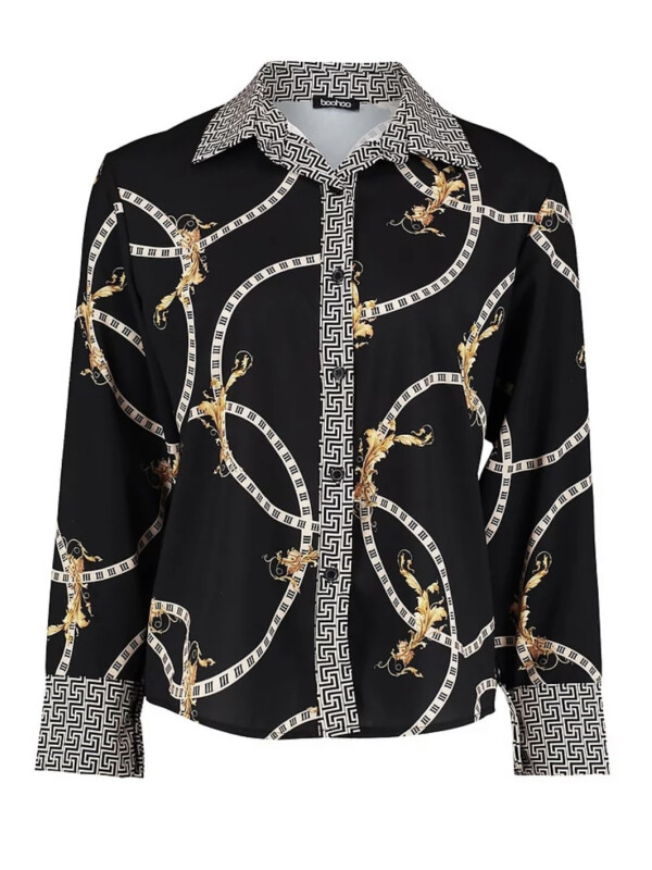 Cămașă cu imprimeu cu lanțuri geo contrast