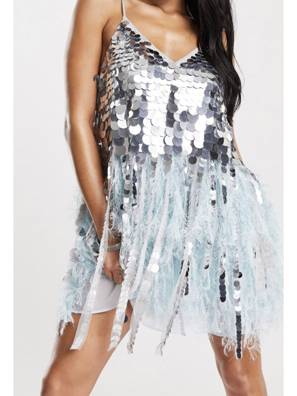 ROCHIE MINI CU PAIETE ȘI PENE ASOS