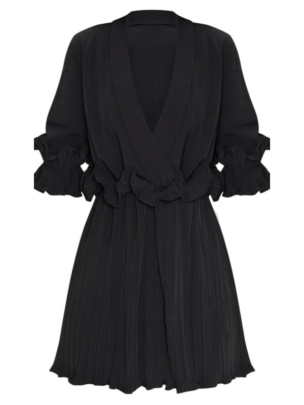 ROCHIE SKATER PLURI CU DETALII NEGRU