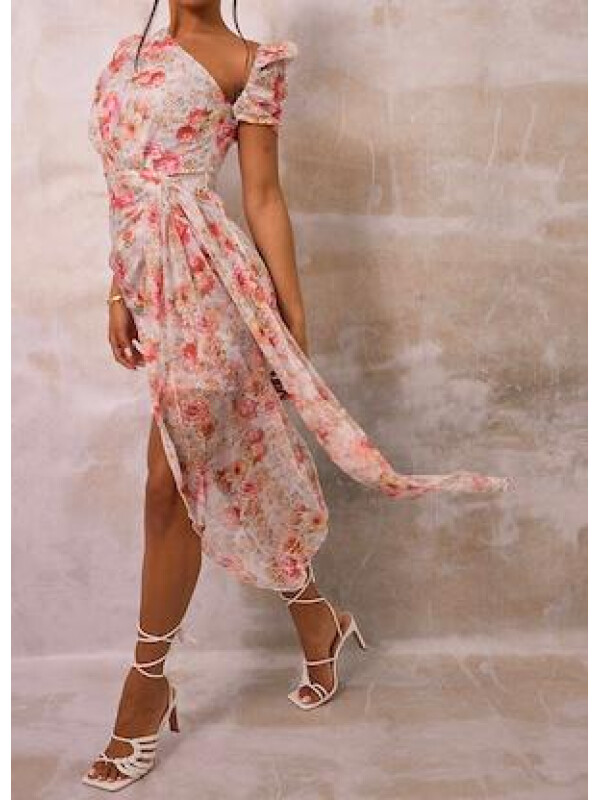 ROCHIE CU IMPRIMEU FLORAL ROZ