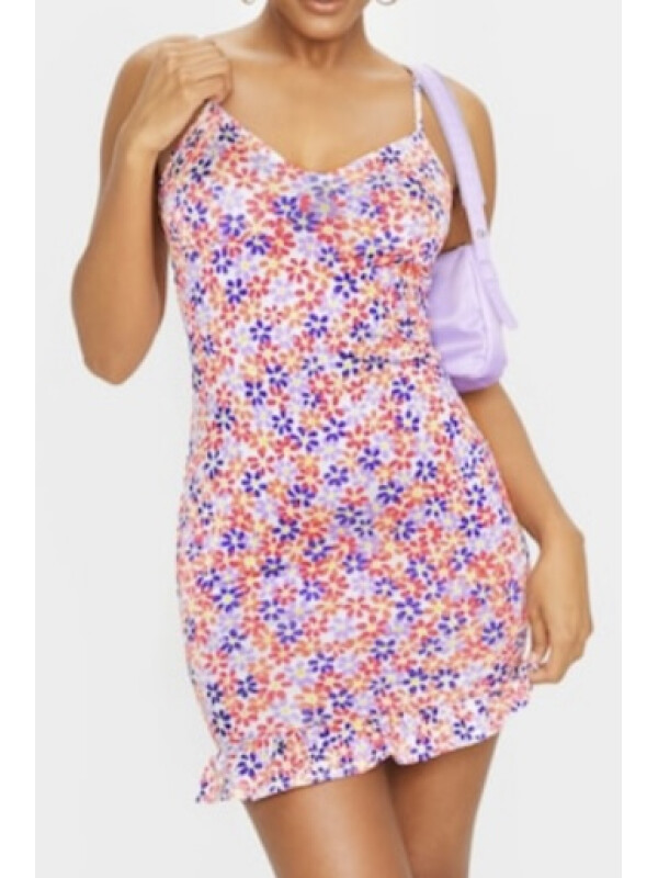 ROCHIE ROZ CU FLORI MULTICOLOR