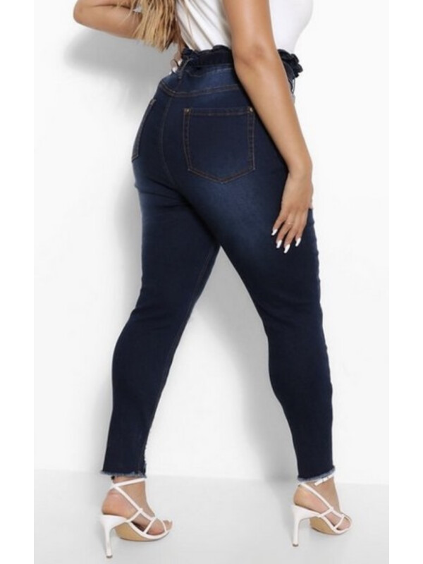 Plus blugi skinny cu brâu și talie înaltă