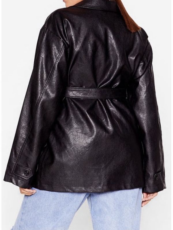  Jachetă cu curea din piele artificială Nasty Gal