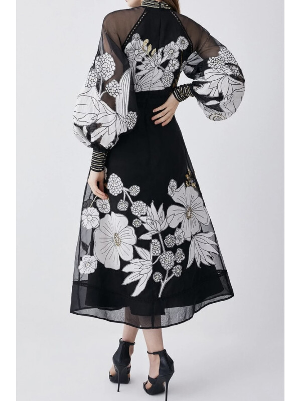 ROCHIE MIDI CREM CU BRODERIE 