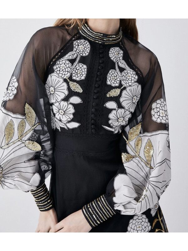 ROCHIE MIDI CREM CU BRODERIE 