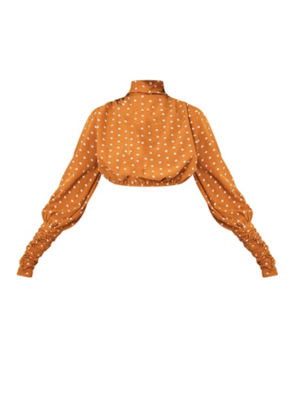  BLUZA TOP CROP CU DETALII CU MÂNECĂ RUNCATĂ