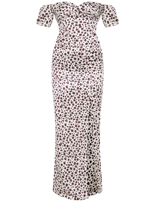 ROCHIE MAXI BARDOT WRAP CU STONE DALMATIAN