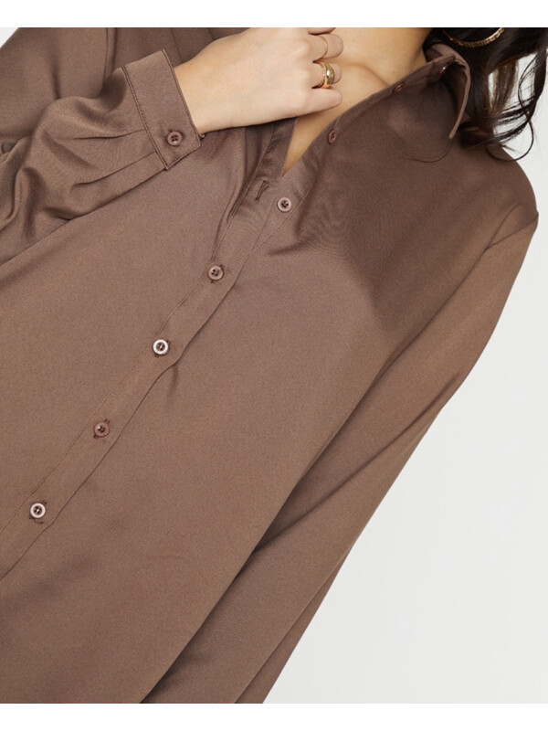 CĂMAȘĂ MOCHA OVERSIZED MÂNECĂ LUNGĂ