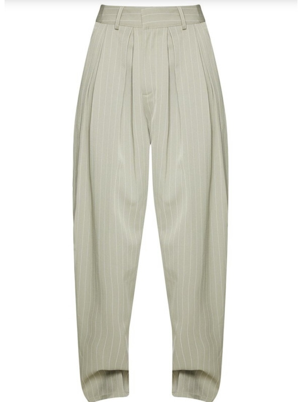 PANTALONI CU TALIE ÎNALTĂ, VERDE SALVIE