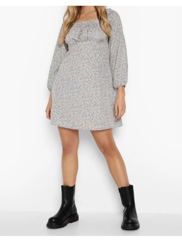 ROCHIE LEJERA GRI CU FLORI GALBENE