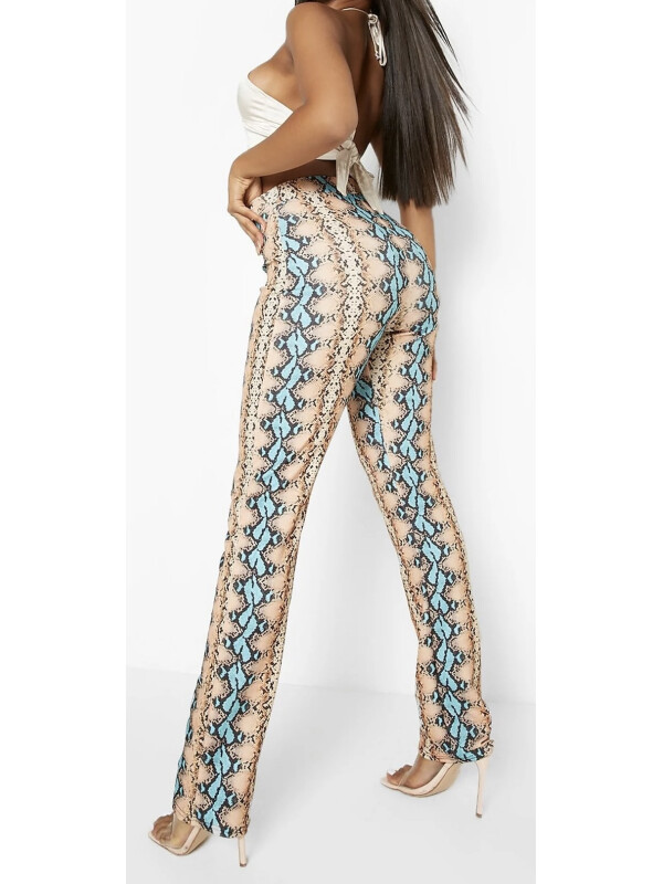 Pantaloni cu picior drept cu imprimeu șarpe