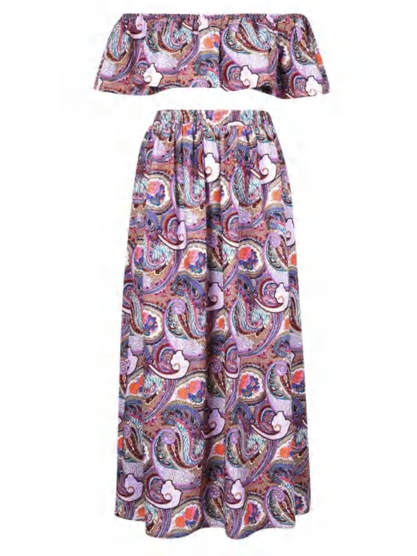 PLUS TOP BARDOT ȘI FUSTA MAXI 