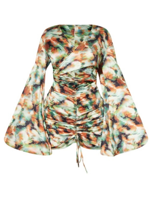 ROCHIE MULTI TIE DYE SATIN DECUPĂTĂ 