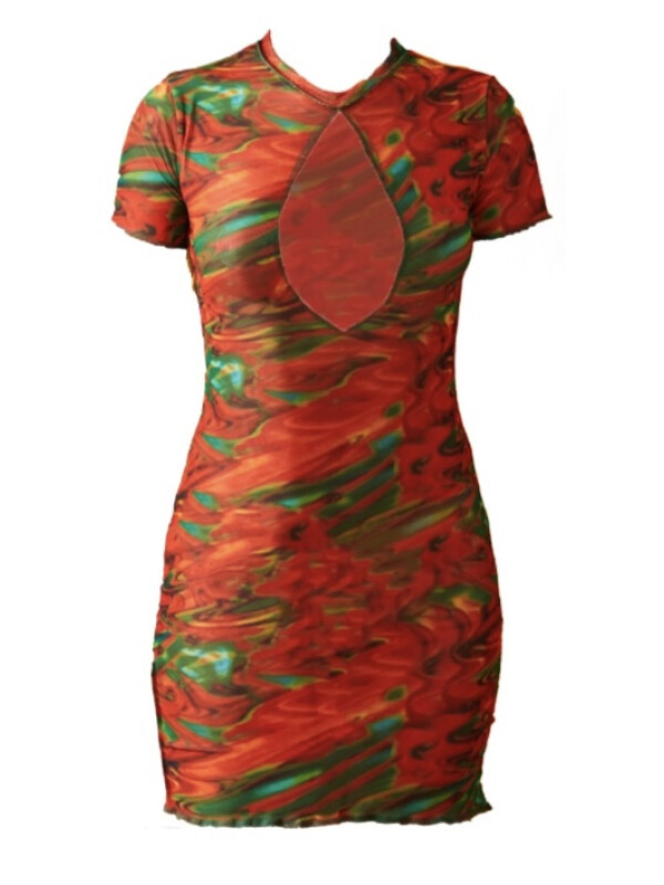 Rochie Imprimeu marmura portocaliu