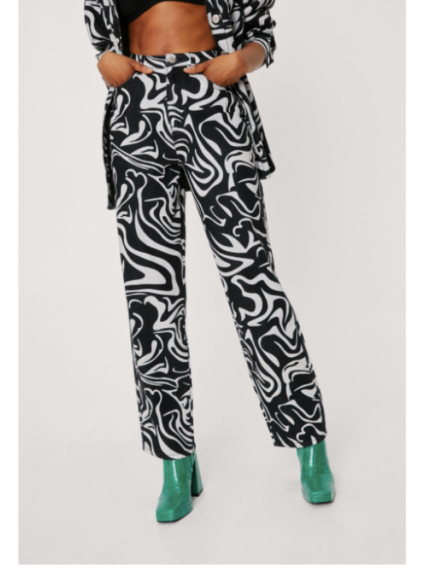 JEANSI CU PICIOR DREPT CU IMPRIMEU DE MARMURĂ
