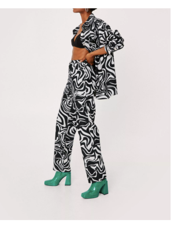 JEANSI CU PICIOR DREPT CU IMPRIMEU DE MARMURĂ