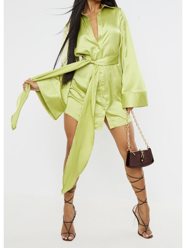 ROCHIE CĂMAȘĂ DIN SATIN VERDE