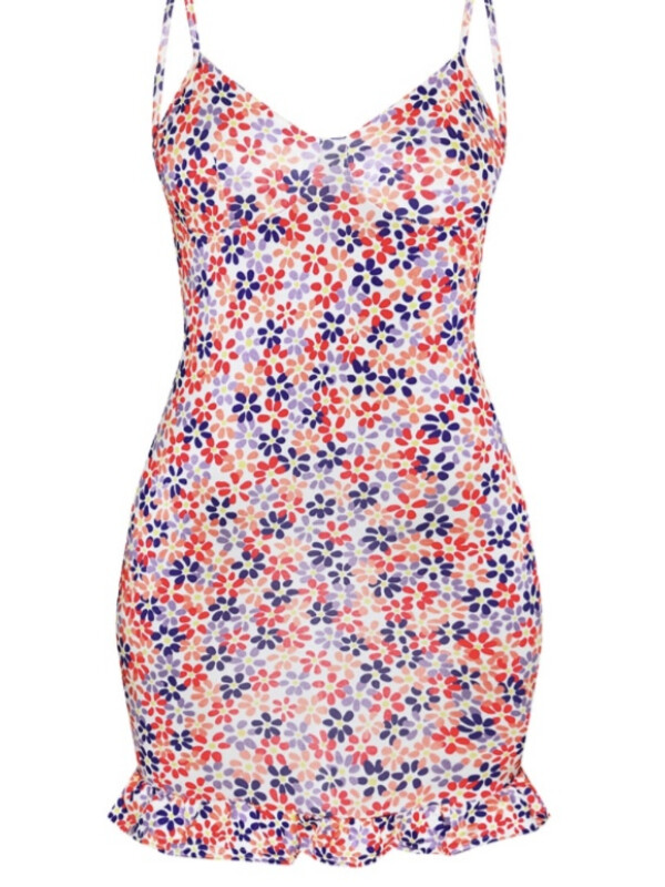 ROCHIE ROZ CU FLORI MULTICOLOR