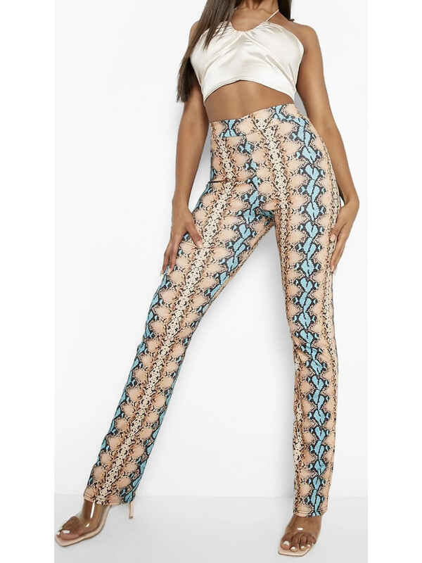 Pantaloni cu picior drept cu imprimeu șarpe