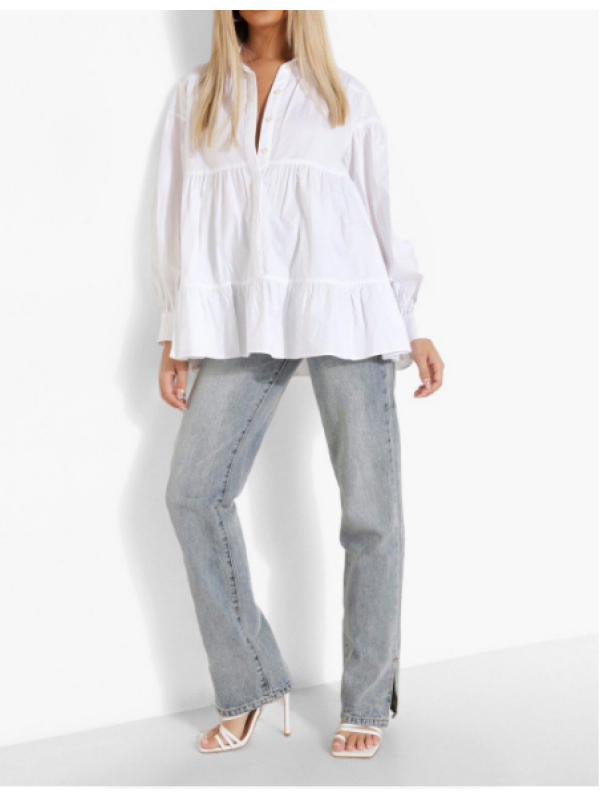 CĂMAȘĂ CU ETAJE DIN POPLIN DE BUMBAC