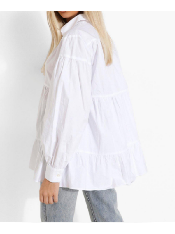 CĂMAȘĂ CU ETAJE DIN POPLIN DE BUMBAC