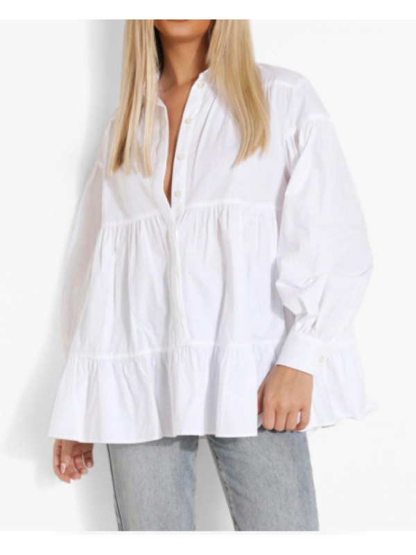 CĂMAȘĂ CU ETAJE DIN POPLIN DE BUMBAC