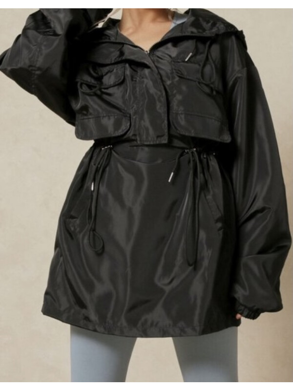 Jachetă de vânt cu glugă cu detaliu de cordon Warehouse