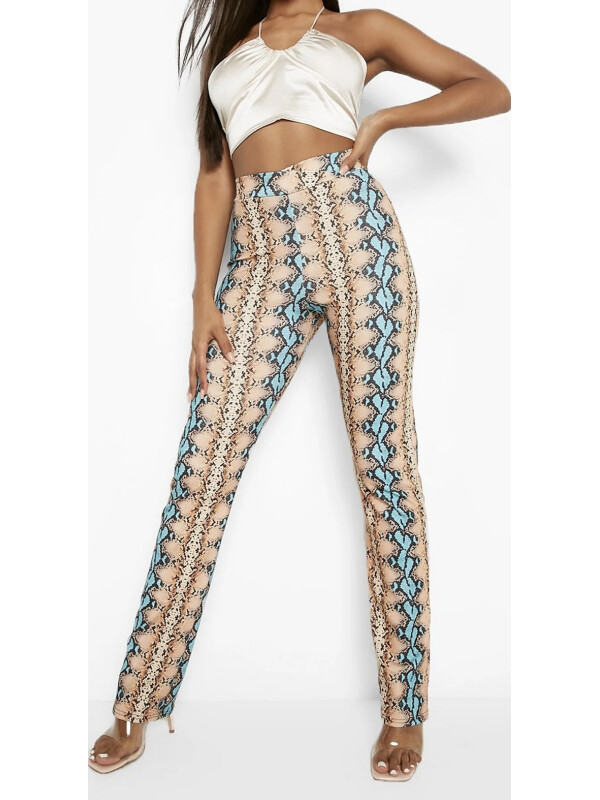 Pantaloni cu picior drept cu imprimeu șarpe