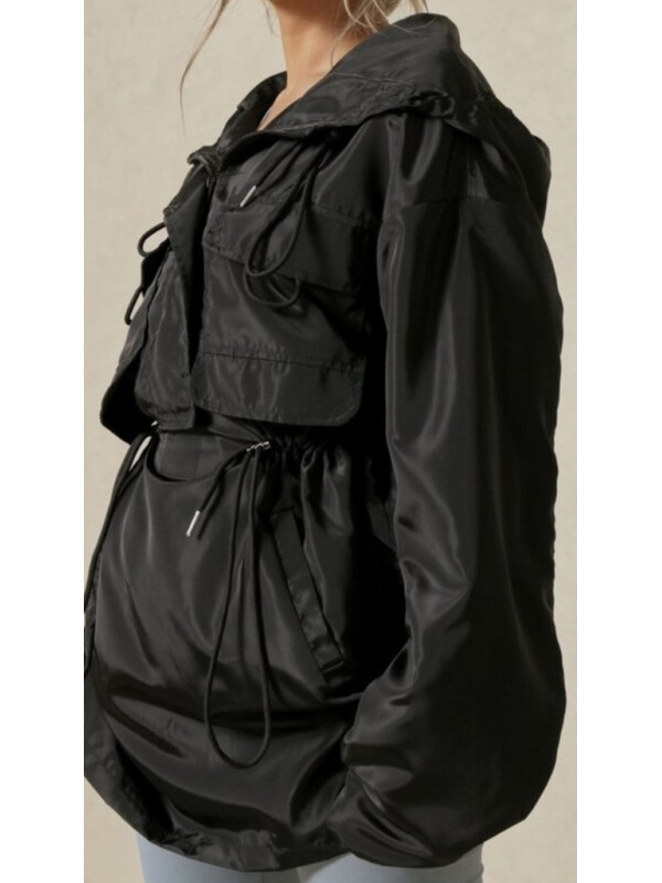 Jachetă de vânt cu glugă cu detaliu de cordon Warehouse