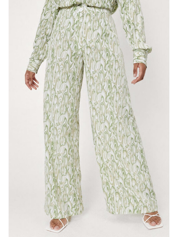 Pantaloni largi cu imprimeu abstract mic