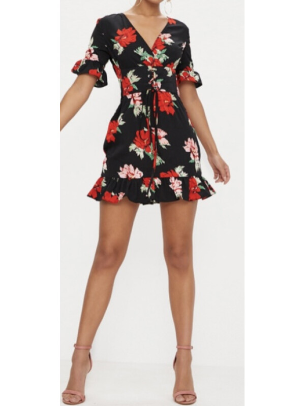 ROCHIE SWING FLORALA CORSET NEAGRA