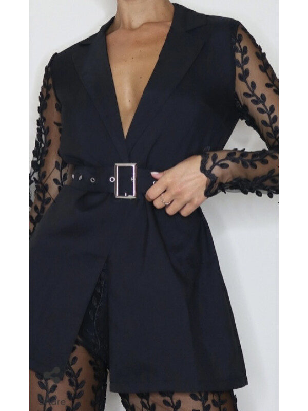 SACOU ȚESUT NEGRU DIN DANTELĂ S940