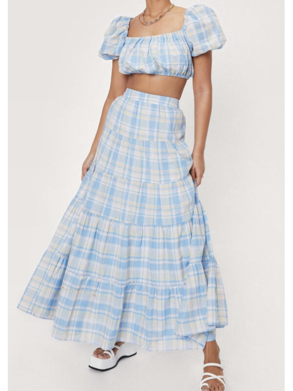 FUSTA IN CAROURI ALBASTRU 