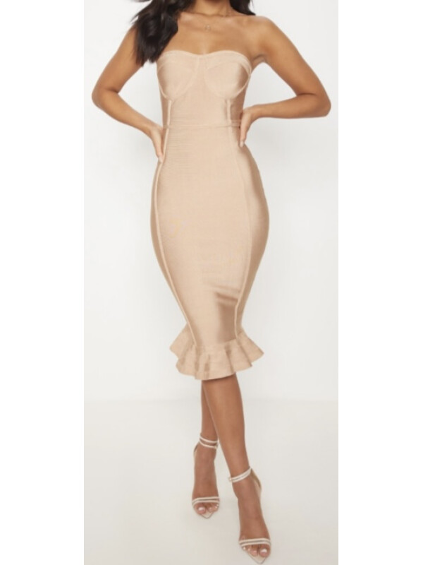 ROCHIE MIDI BANDAGE CU TIV CAMEL