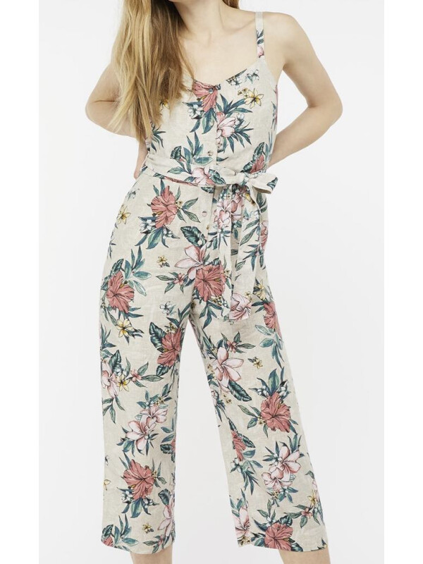 Salopetă din in Leia, cu imprimeu