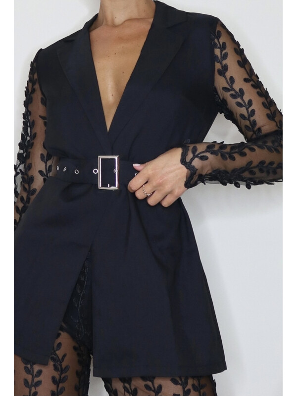 SACOU ȚESUT NEGRU DIN DANTELĂ 