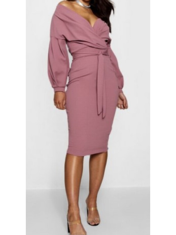 Rochie midi cu umeri scoși