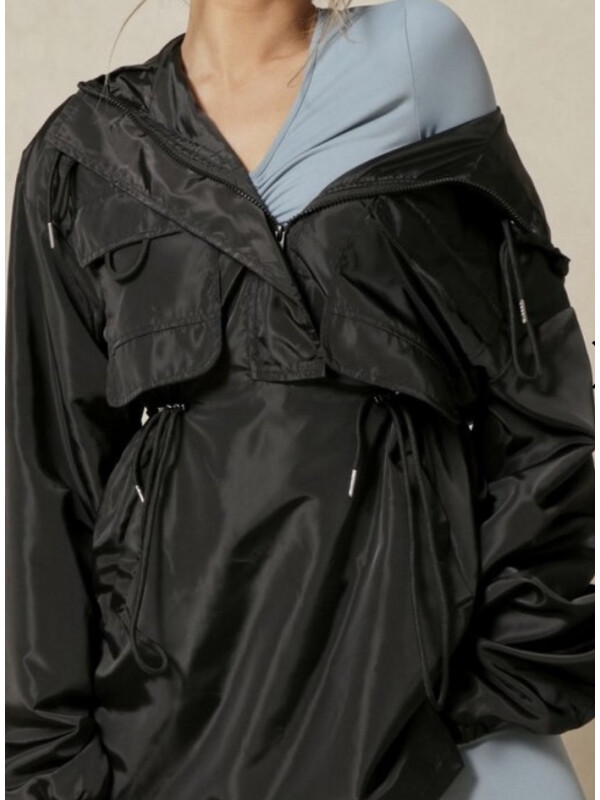 Jachetă de vânt cu glugă cu detaliu de cordon Warehouse