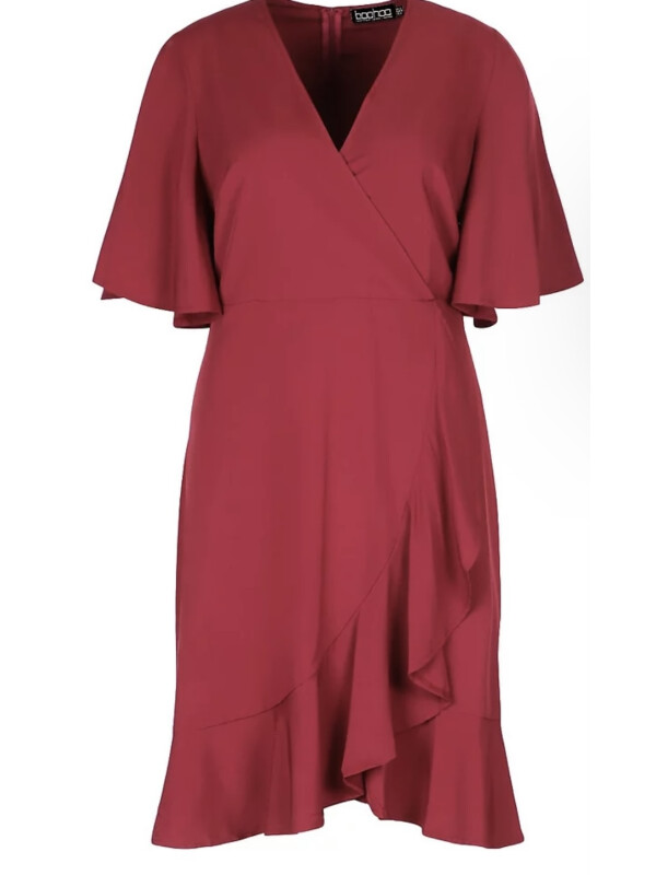 Plus Woven Ruffle Wrap Dress