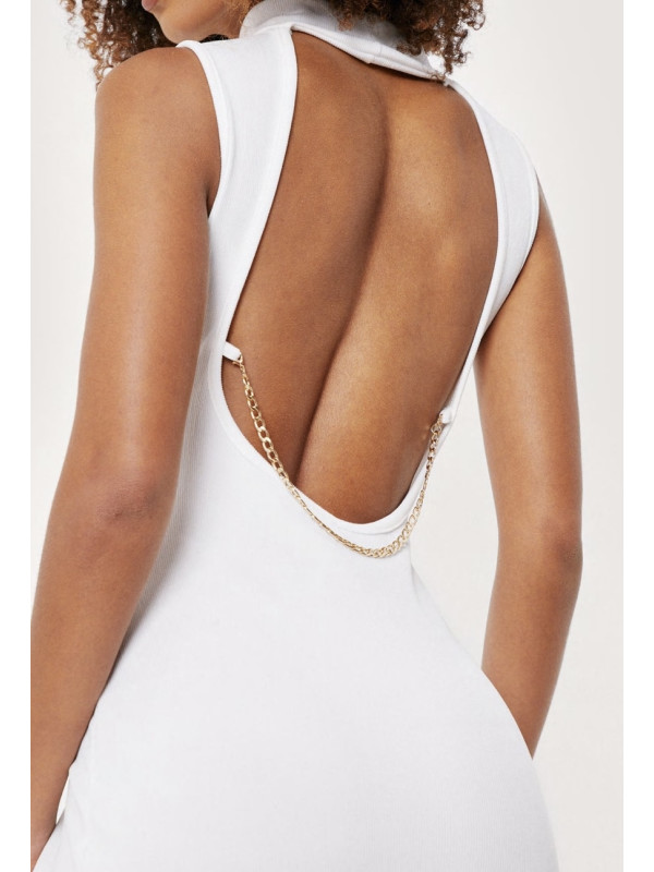 Rochie mini cu lanț cu spate fără spate  