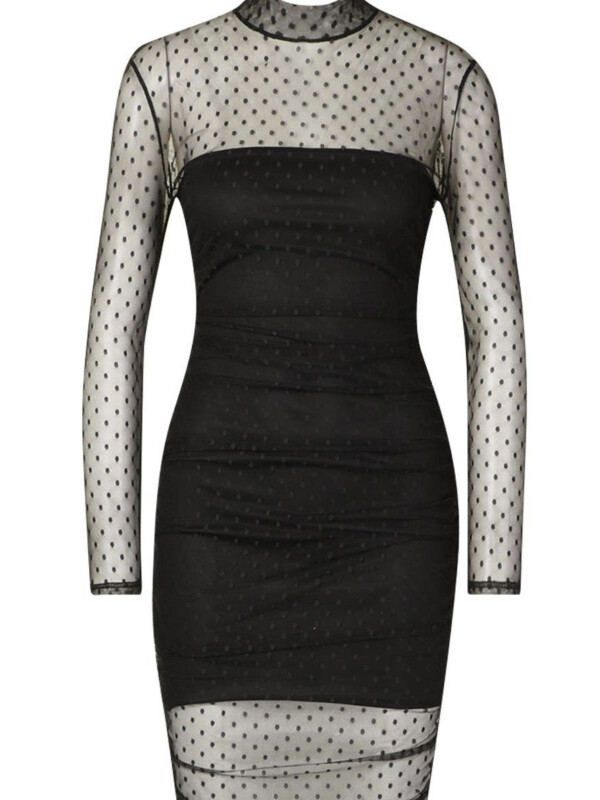 ROCHIE MIDI PETITE DOBBY MESH CU GÂT ÎNALT