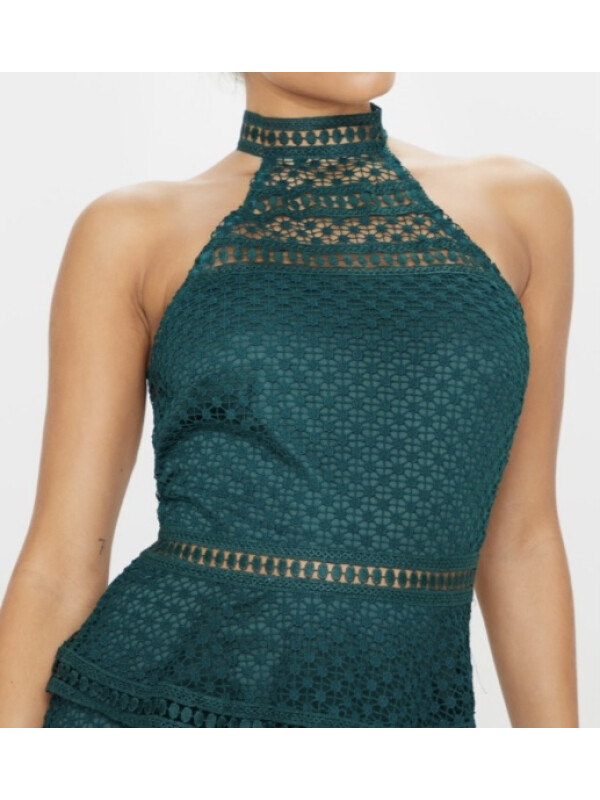 ROCHIE BODYCON VERDE DIN  DANTELĂ