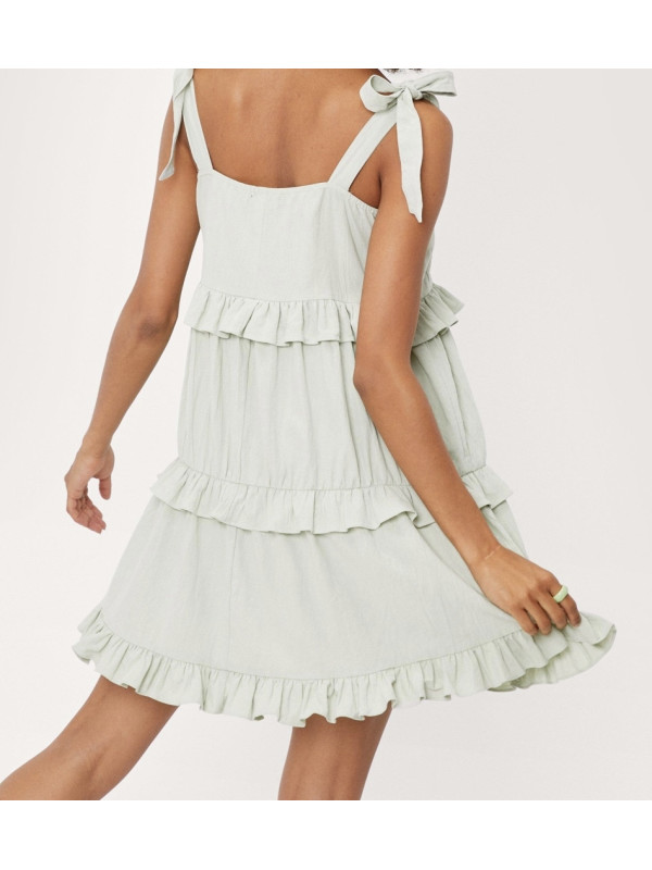Rochie mini cu volan cu aspect de in Nasty Gal 