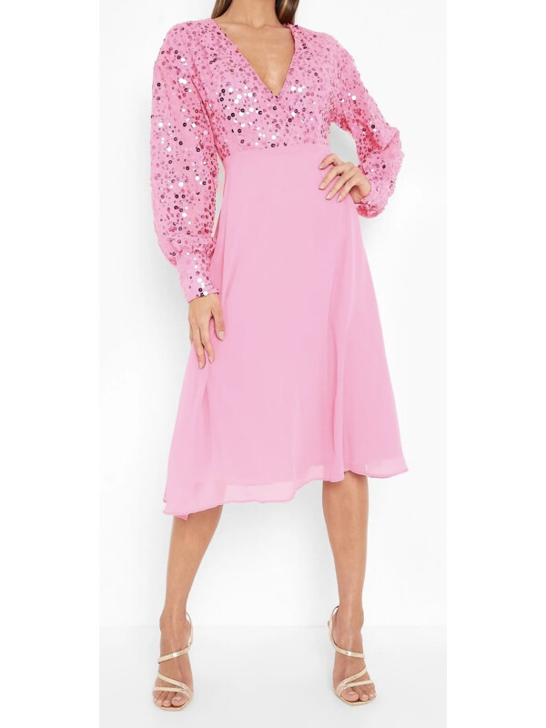 Rochie roz cu paiete