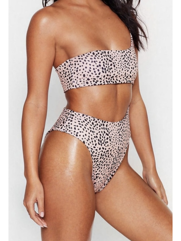 Costum de baie roz cu buline pentru femei 